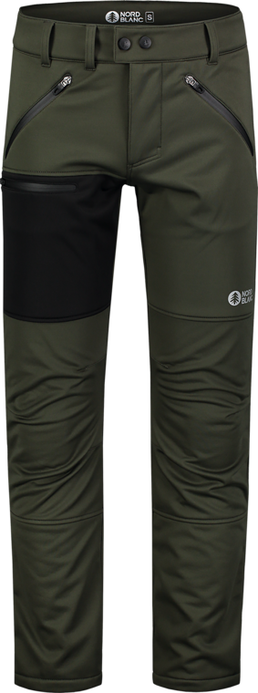 Men's khaki softshell pants with fleece TRAMPING