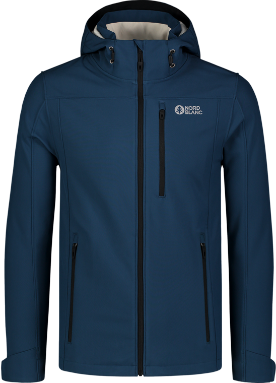 Men's blue waterproof softshell jacket with fleece AUDACIOUS