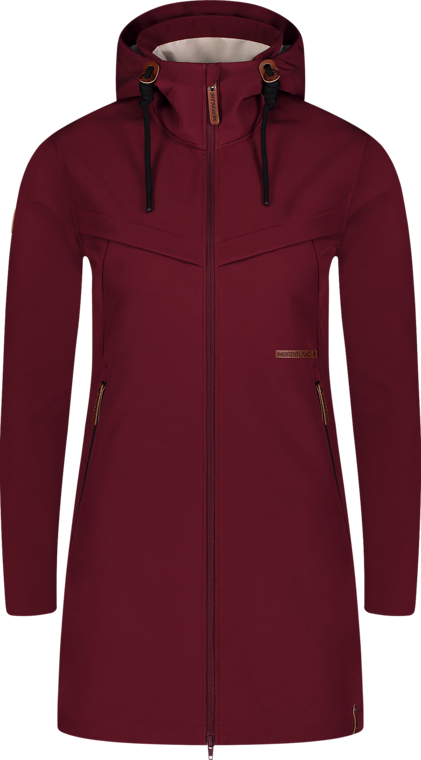 Women's wine red softshell parka with fleece DOMINOES