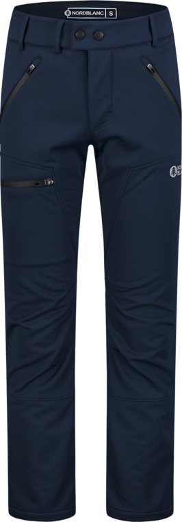 Men's blue softshell waterproof pants with fleece THORN