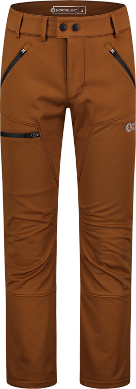 Men's brown softshell waterproof pants with fleece THORN