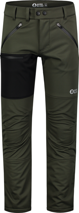 Men's khaki softshell pants with fleece TRAMPING