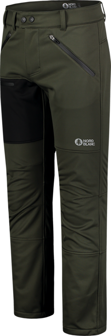 Men's khaki softshell pants with fleece TRAMPING