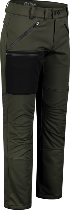 Men's khaki softshell pants with fleece TRAMPING