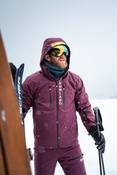 Men's wine red ski jacket FUNCTIONAL