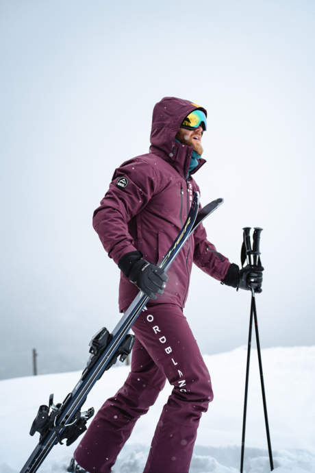 Men's wine red ski jacket FUNCTIONAL