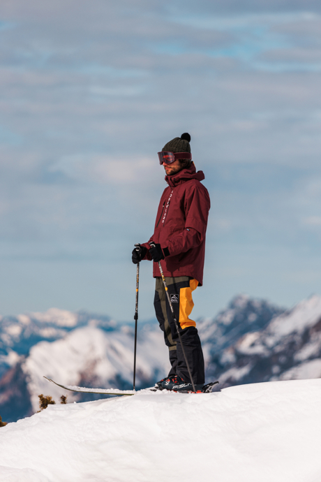 Men's wine red ski jacket FUNCTIONAL