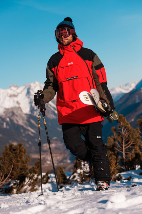 Men's red snowboard anorak ADAPTABLE