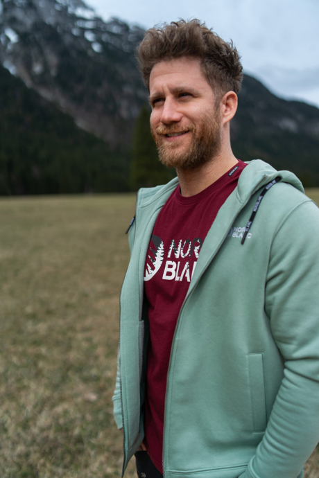 Men's wine red cotton t-shirt SHADOWING