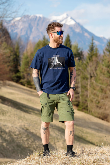 Herren Baumwolle T-Shirt blau ALONE