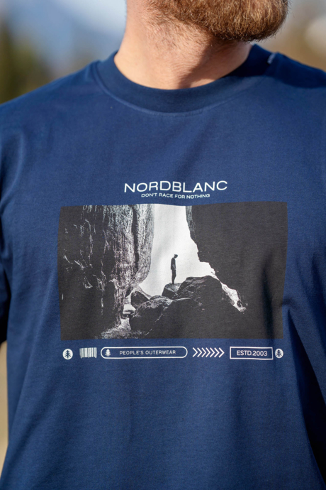 Herren Baumwolle T-Shirt blau ALONE