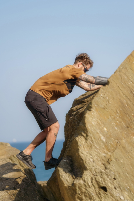 Men's brown functional t-shirt WORLD
