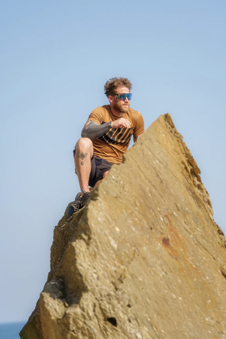 Men's brown functional t-shirt WORLD