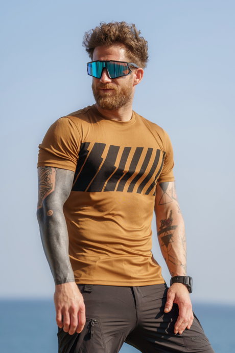 Men's brown functional t-shirt WORLD