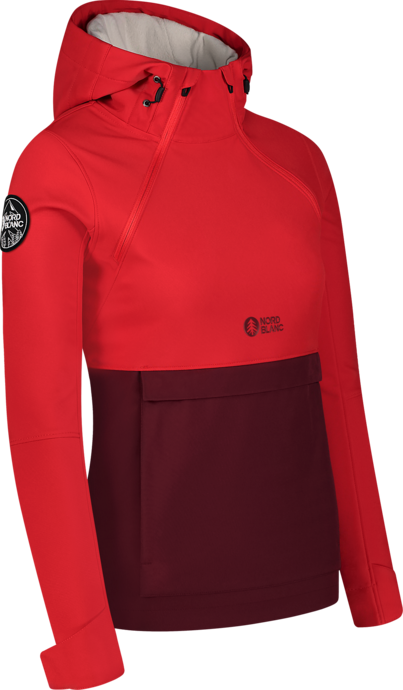 Women's red softshell anorak with fleece CALDERA