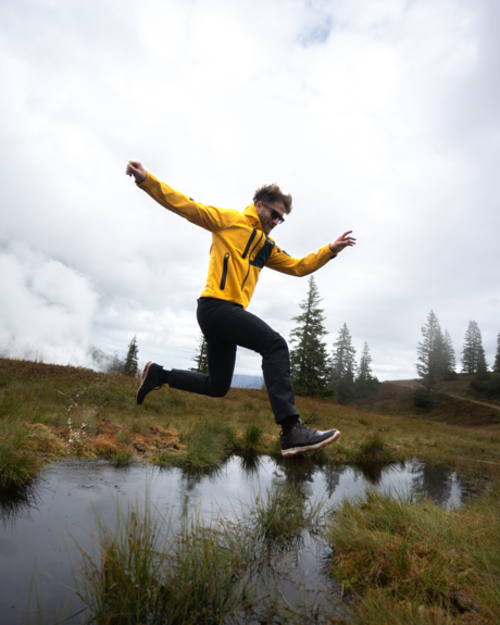 Men's yellow softshell jacket with fleece BRUME