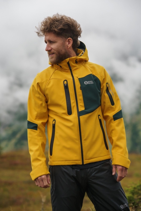 Men's yellow softshell jacket with fleece BRUME