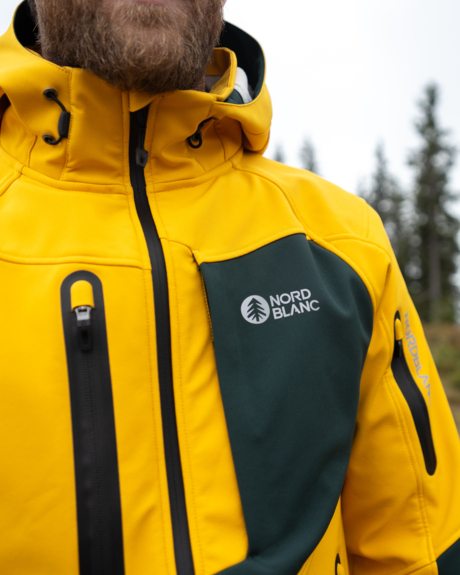 Men's yellow softshell jacket with fleece BRUME
