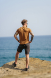Men's brown functional t-shirt WORLD